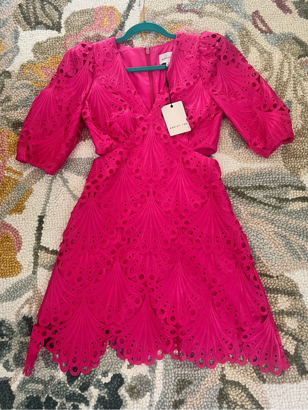 Adelyn Rae Fuchsia Eyelet Cutout Dress